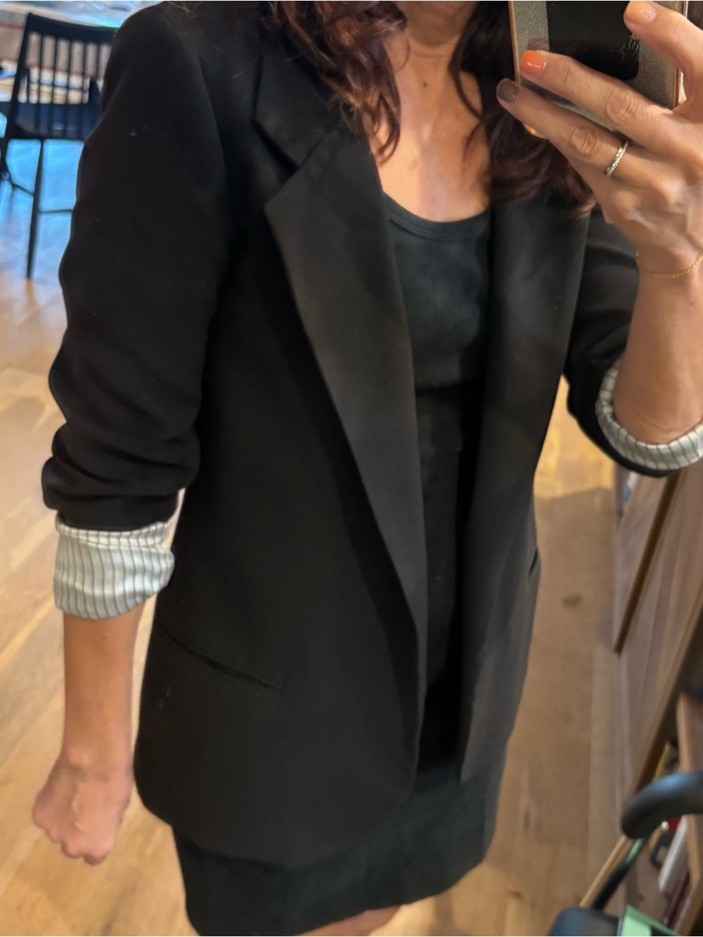American Rag Black Womens Blazer with Rolled Sleeve Detail